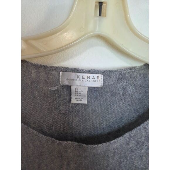 Kenar Light Grey 100% 2 Ply Cashmere Scoop Neck Tunic Knit Sweater size Medium - Picture 3 of 7